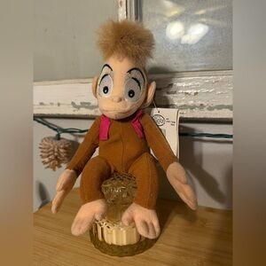 Vintage Abu The Monkey From Aladdin 9" Bean Bag Plush w/Disney World Tags. New W